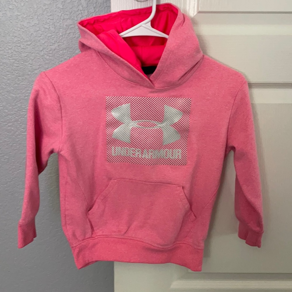 Under Armour YXS pink/silver hoodie.